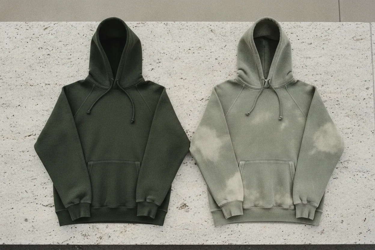 Two lots of the same hoodie, side by side